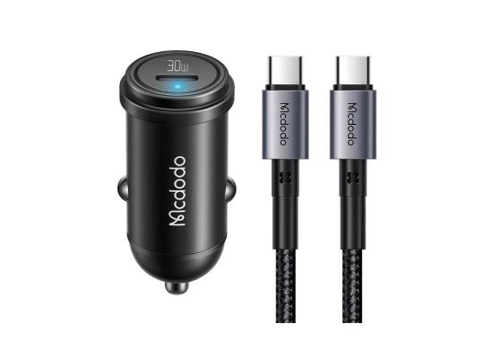 Mcdodo CC-7493 30W 1C PD Fast Car Charger+ Type-C to Type-C Cable 1.2m - Black